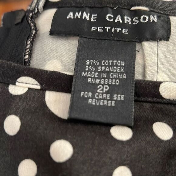 Anne Carson Black White Polka Dot Mini Skirt Petite 2P Women’s Mod Retro A-Line - Picture 5 of 5